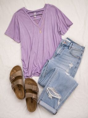 Lavender V-Neck Strappy Tee